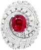 EXTATE EXTRA LARGE 9.60CT DIAMOND & AAA RUBY 18K WHITE GOLD CUSHION & ROUND RING