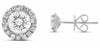 ESTATE .57CT DIAMOND 18KT WHITE GOLD 3D ROUND HALO MARTINI STUD LOVE EARRINGS
