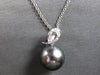 .02CT DIAMOND & TAHITIAN PEARL 14KT WHITE GOLD TEAR DROP APPLE FLOATING PENDANT