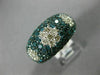 ESTATE WIDE 4.98CT WHITE & BLUE DIAMOND 14KT WHITE GOLD 3D MULTI ROW FLOWER RING