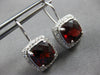 LARGE 4.36CT DIAMOND & AAA GARNET 14KT WHITE GOLD CUSHION & ROUND HALO EARRINGS