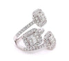 EXTRA LARGE 2.36CT DIAMOND 18K WHITE GOLD ROUND & BAGUETTE CRISS CROSS HALO RING
