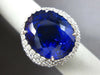ESTATE EXTRA LARGE 15.0CT DIAMOND & AAA TANZANITE 18KT WHITE GOLD OVAL PAVE RING