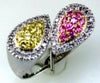 .69CT DIAMOND & AAA PINK & YELLOW SAPPHIRE 14KT WHITE GOLD PEAR SHAPE FUN RING