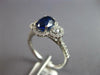 2.2CT DIAMOND & AAA SAPPHIRE 18K WHITE GOLD 3D OVAL 3 STONE HALO ENGAGEMENT RING