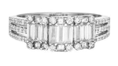 .83CT DIAMOND 18KT WHITE GOLD 3D ROUND & BAGUETTE 3 SQUARE ANNIVERSARY RING