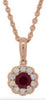 ESTATE .44CT DIAMOND & AAA RUBY 14KT ROSE GOLD CLASSIC FLOWER FLOATING PENDANT