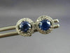 ESTATE 1.18CT DIAMOND & AAA SAPPHIRE 18KT WHITE GOLD 3D ROUND HALO STUD EARRINGS