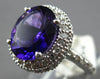 LARGE 3.89CT DIAMOND & AAA AMETHYST 14KT WHITE GOLD OVAL & ROUND ENGAGEMENT RING