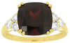 ESTATE LARGE 5.05CT DIAMOND & AAA GARNET 14K YELLOW GOLD 3D CUSHION & ROUND RING