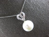 ESTATE .55CT DIAMOND & AAA PEARL 14K WHITE GOLD HEART SHAPE FUN FLOATING PENDANT