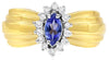 .60CT DIAMOND & AAA TANZANITE 14KT YELLOW GOLD OVAL & ROUND CLASSIC FLOWER RING