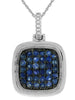 ESTATE .57CT DIAMOND & AAA SAPPHIRE 14K WHITE GOLD 3D CLUSTER SQUARE FUN PENDANT