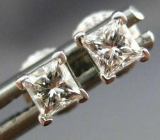 ESTATE .40CT DIAMOND 14KT WHITE GOLD 3D CLASSIC SOLITAIRE STUD EARRINGS #17279