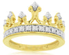 ESTATE .50CT DIAMOND 14KT YELLOW GOLD 3D CLASSIC ROUND CROWN FILIGREE LOVE RING