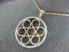 ESTATE LARGE 1.53CT DIAMOND 18KT 2 TONE GOLD MULTI CIRCULAR FLOWER LOVE PENDANT