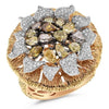 EXTRA LARGE 2.15CT WHITE & MULTI COLOR DIAMOND 18K ROSE GOLD 3D MULTI SHAPE RING