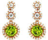 1.45CT DIAMOND & AAA PERIDOT 14KT ROSE GOLD ROUND MULTI FLOWER HANGING EARRINGS