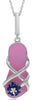 .10CT DIAMOND & AAA SAPPHIRE 14KT WHITE GOLD FLOWER SLIPPER FUN FLOATING PENDANT