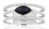 .99CT DIAMOND & AAA SAPPHIRE 14K WHITE GOLD 3D MARQUISE & ROUND GEOMETRICAL RING