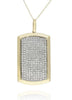 ESTATE LARGE 1.80CT DIAMOND 14KT YELLOW GOLD 3D MULTI ROW PAVE DOG TAG PENDANT