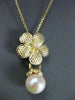 ANTIQUE DIAMOND & AAA SOUTH SEA PEARL 14KT YELLOW GOLD FLOWER PENDANT #22161