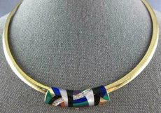 ASCH GROSSBARDT .16CT DIAMOND & AAA MULTI GEM 14KT TWO TONE GOLD NECKLACE #25979