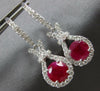 LARGE 4.81CT DIAMOND & AAA RUBY 18KT WHITE GOLD ROUND LOVE KNOT HANGING EARRINGS