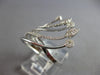 ESTATE LARGE .45CT DIAMOND 14KT WHITE GOLD 3D LEAF & FLOWER CRISS CROSS FUN RING