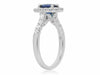 GIA CERTIFIED 2.19CT DIAMOND & AAA SAPPHIRE 18KT WHITE GOLD LEAF ENGAGEMENT RING