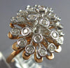 EXTRA LARGE .94CT DIAMOND 14KT WHITE & ROSE GOLD CLUSTER BEZEL FLOWER FUN RING