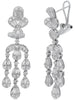3.42CT DIAMOND 18KT WHITE GOLD ROUND & BAGUETTE FLOWER MULTI TEAR DROP EARRINGS