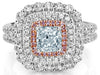 CERTIFIED 2.32CT BLUE PINK & WHITE DIAMOND 18K WHITE & ROSE GOLD ENGAGEMENT RING