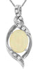 1.18CT DIAMOND & AAA OPAL 14K WHITE GOLD OVAL & ROUND LOVE KNOT FLOATING PENDANT