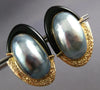 EXTRA LARGE AAA ONYX & TAHITIAN PEARL 14KT YELLOW GOLD HANGING EARRINGS #27183