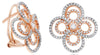 1.19CT DIAMOND 14KT WHITE & ROSE GOLD 3D CLASSIC DOUBLE INFINITY FLOWER EARRINGS