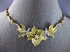 ANTIQUE LARGE .65CT DIAMOND 18KT 2 TONE GOLD HANDCRAFTED FLOWER NECKLACE #28049