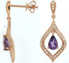 .99CT DIAMOND & AAA AMETHYST 14K ROSE GOLD PEAR SHAPE & ROUND TEAR DROP EARRINGS