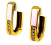 .10CT DIAMOND & WHITE ENAMEL 18KT YELLOW GOLD RECTANGULAR HOOP HANGING EARRINGS