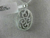ESTATE LARGE .78CT DIAMOND 18K WHITE GOLD 3D OPEN OVAL FILIGREE FLOATING PENDANT