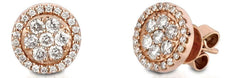 ESTATE 0.60CT DIAMOND 14KT ROSE GOLD 3D CLASSIC FLOWER HALO STUD EARRINGS