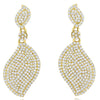 1.38CT DIAMOND 14KT YELLOW GOLD CLASSIC DOUBLE LEAF FLOWER FUN HANGING EARRINGS