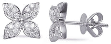 .50CT DIAMOND 14KT WHITE GOLD 4 LEAF CLOVER FLOWER PAVE SCREWBACK STUD EARRINGS