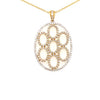 ESTATE 2.13CT DIAMOND 18KT 2 TONE GOLD 3D MULTI OVAL FLOWER FUN FLOATING PENDANT