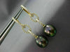 LARGE .81CT DIAMOND & AAA TAHITIAN PEARL 18K YELLOW GOLD OVAL TEAR DROP EARRINGS