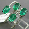 ESTATE LARGE 2.21CT DIAMOND & AAA EMERALD 14KT WHITE GOLD CLASSIC MULTI ROW RING