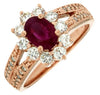 ESTATE 1.74CT DIAMOND & AAA RUBY 14KT ROSE GOLD 3D FLOWER FILIGREE FUN RING