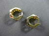 ESTATE 14KT YELLOW GOLD 3D 3 ROW CUBIC ZIRCONIA HEXAGON HUGGIE EARRINGS #24349