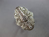 ANTIQUE LARGE .85CT DIAMOND 14KT WHITE GOLD 3D FILIGREE FLORAL FUN RING #28141