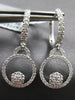 LARGE .47CT DIAMOND 18K WHITE GOLD FLOWER CIRCLE OF LIFE HUGGIE HANGING EARRINGS